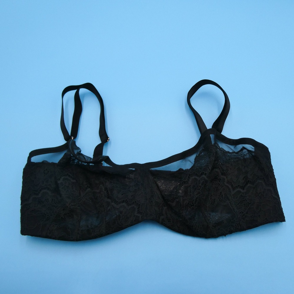 Victorias Secret Bra Womens 36DD Dream Angels Black Lace Strapless Unlined Nylon